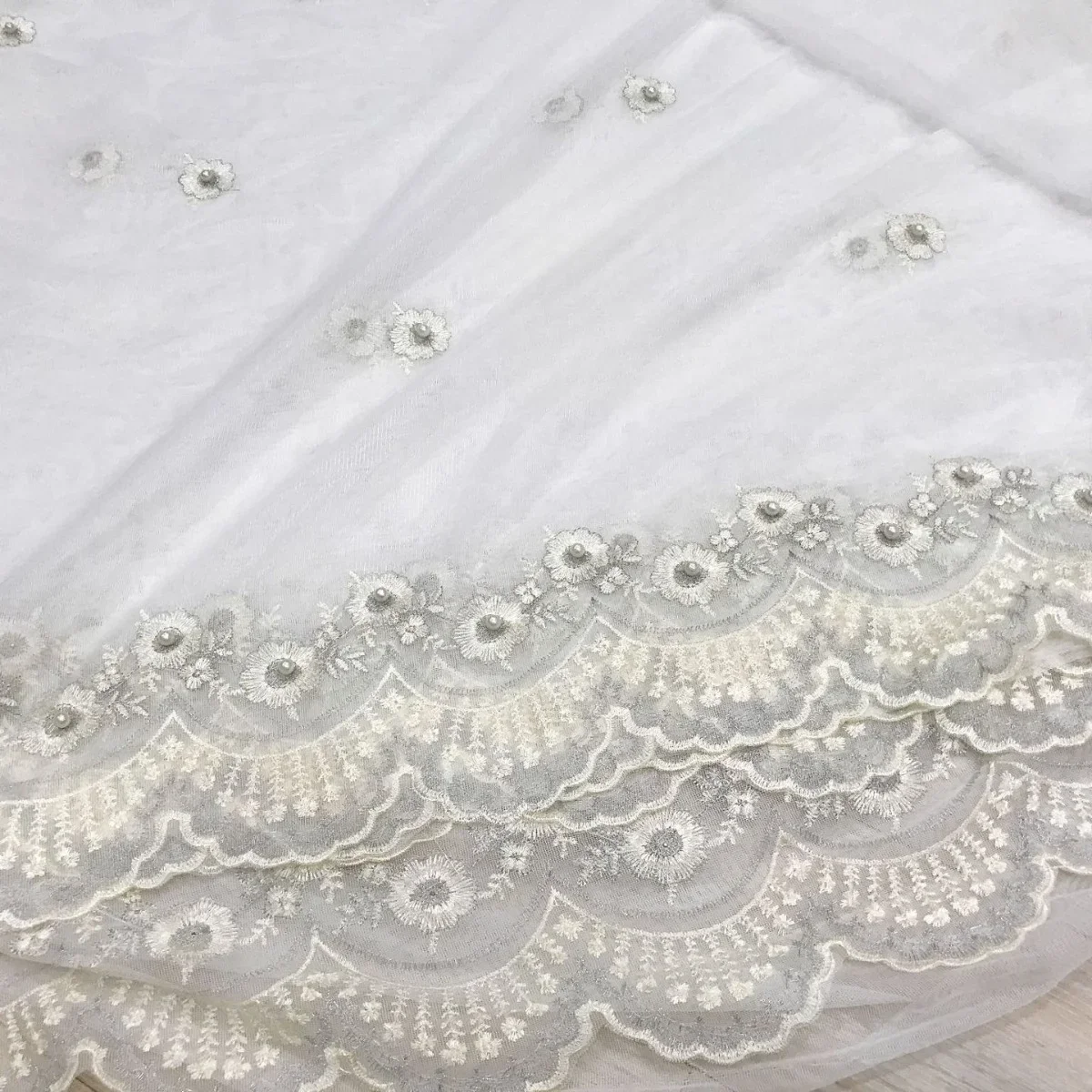 1PC White Screen Matched with Screen Bedroom Window Finished Product Good Hanging Feeling Exquisite Bead Embroidery Screen 4