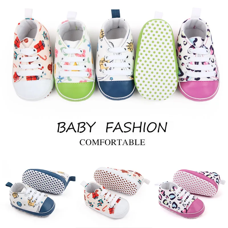 Baby Shoes Newborn Baby Birth Print Flower Pattern Casual Shoes Infant Todder Boy Anti-Slip Walking Babies