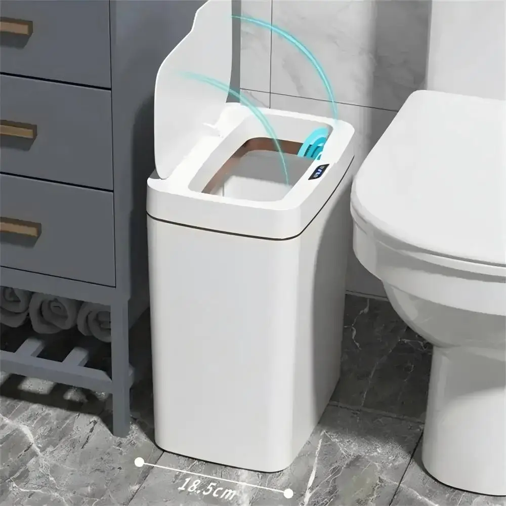 Touchless Smart Sensor Trash Can - 15L Automatic Bagging Electronic Bin in White