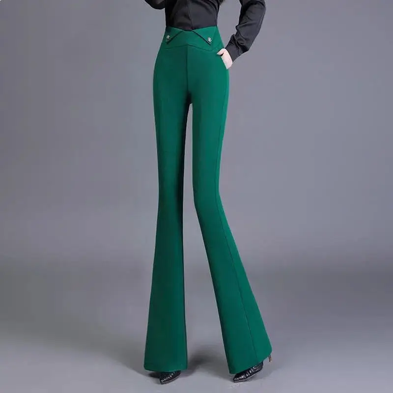 우아한 패션 여성 높은 허리 정장 바지 봄 가을 새로운 간단한 슬림 한국 str..