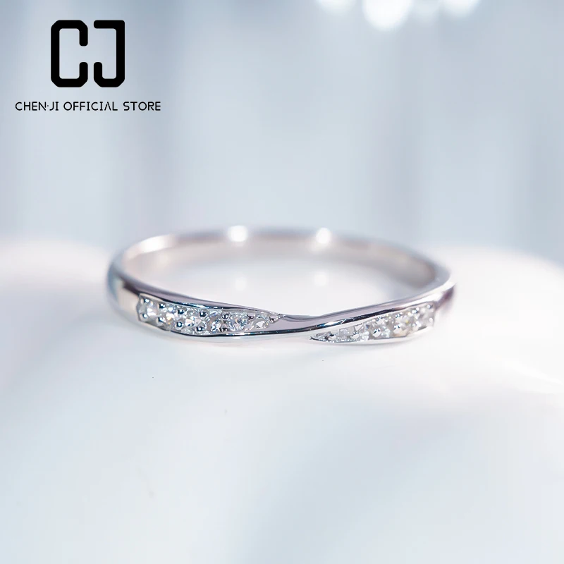 Small Waist Row High Carbon Diamond 925 Sterling Silver Stacking V-Shaped For Women Couple Wedding Fine Jewelry Engagement Gift