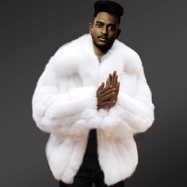 men Winter Real Fox Fur Coat 