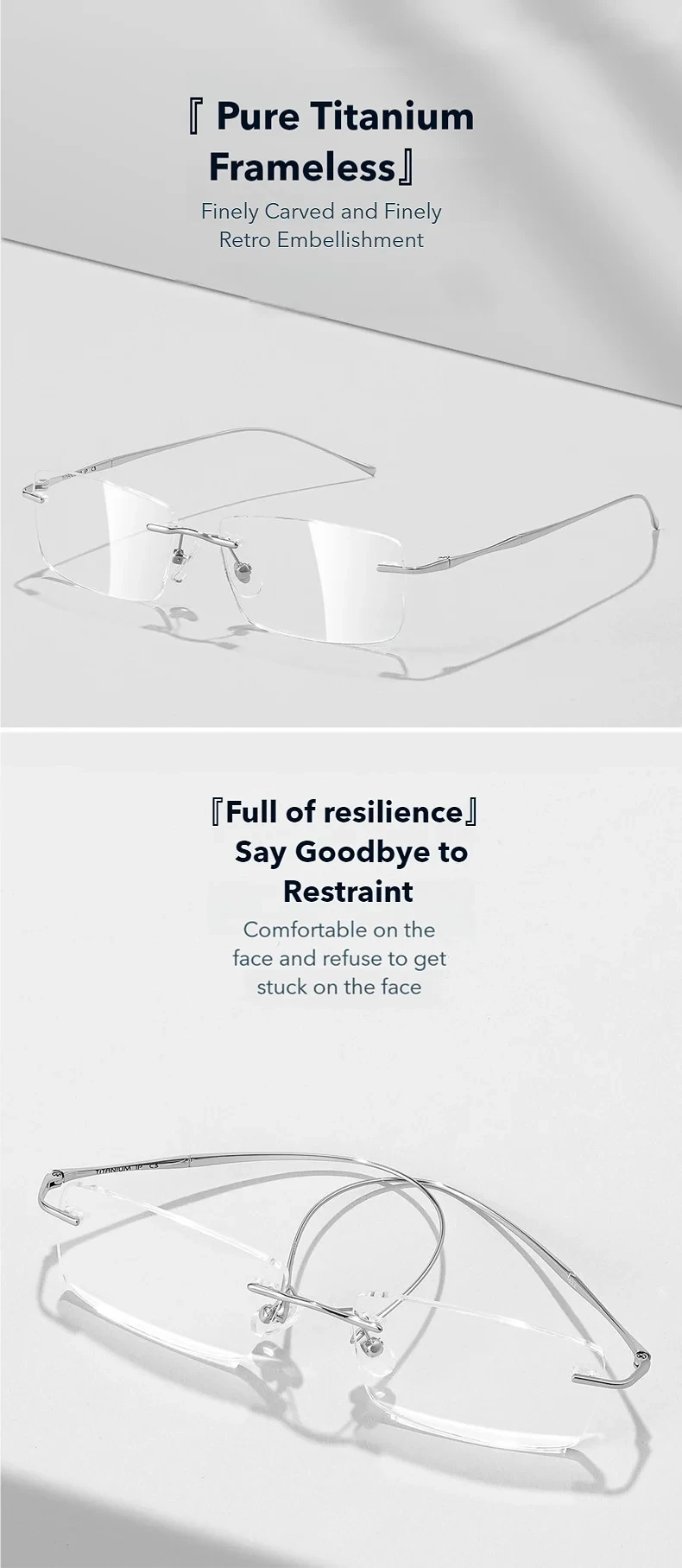 Titanium Reading Glasses - Ultra-Light Rimless Eyeglass Frames with Anti-Reflective Lenses