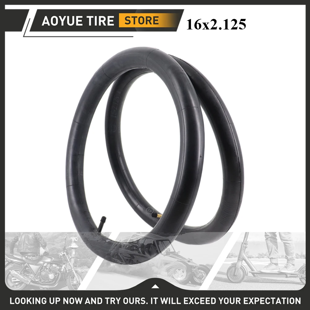Inner tube 16 x 2 125 with a bent angle valve stem or straight valve