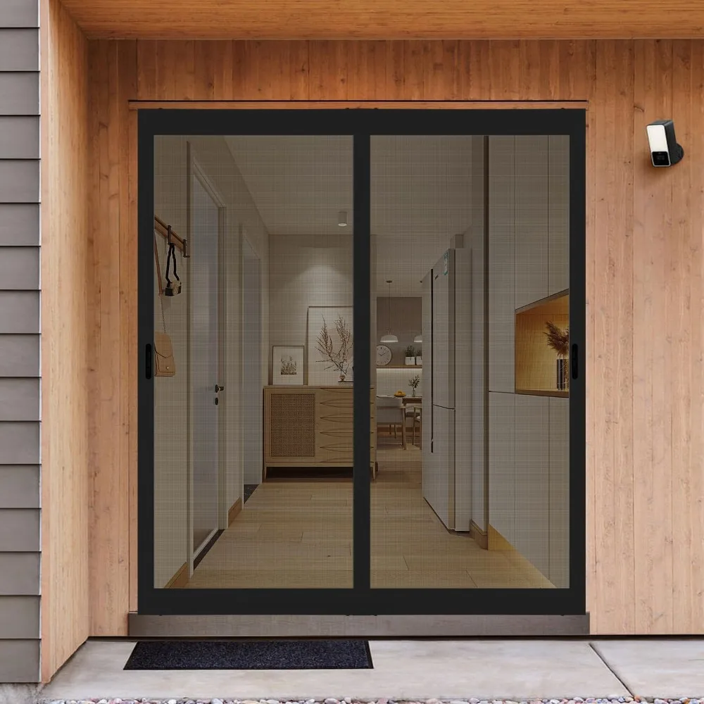 Heavy Duty Aluminum Sliding Screen Door Kit - 2.5" Frame Insect Proof for Patio Backyard Kitchen Bedroom (Black, 36x80)