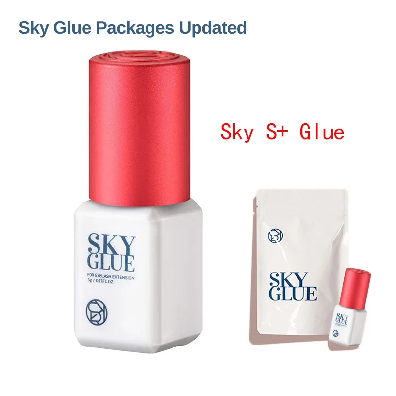 5 Bottles Original Sky Glue for Eyelash Extensions 5ml Korea Sky S Plus Type Red Cap Glue Professional False Lash Adhesive Tools eyelash glue