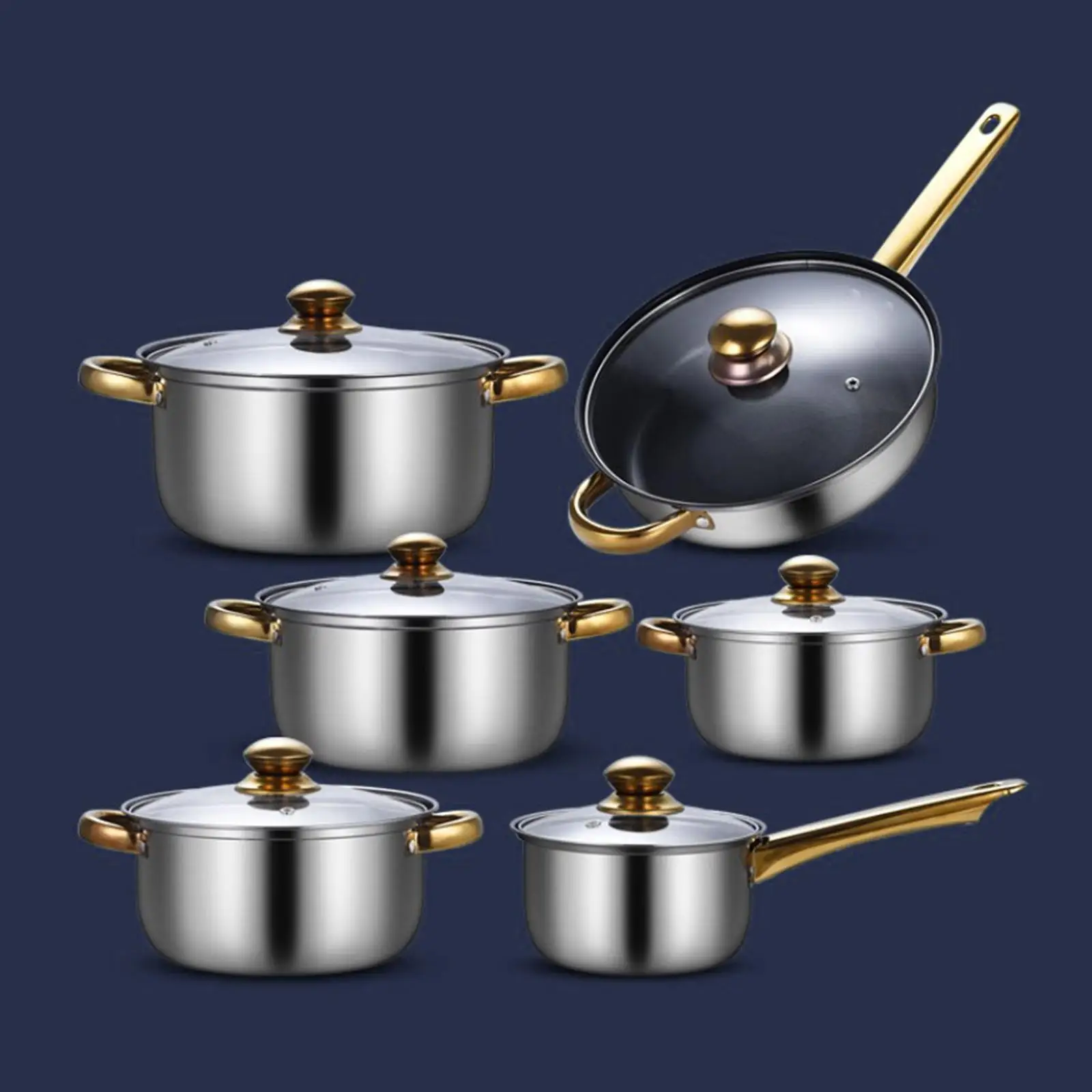 Set Casseroles Inox 6 Pièces Antiadhésif - Compatible Induction, Gaz, électrique, Four