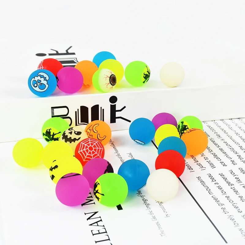 10-100pc Halloween Theme Designs Luminous Glow In The Dark Bouncing Ball Pumpkin Witch Eyeball Spider Web Bat Skull Party Supply
