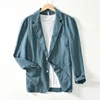 2023 White black blue Travel quality Men's Casual Suit Autumn Cotton Linen Loose Solid Color Thin Regular Casual Suit Jacket 4