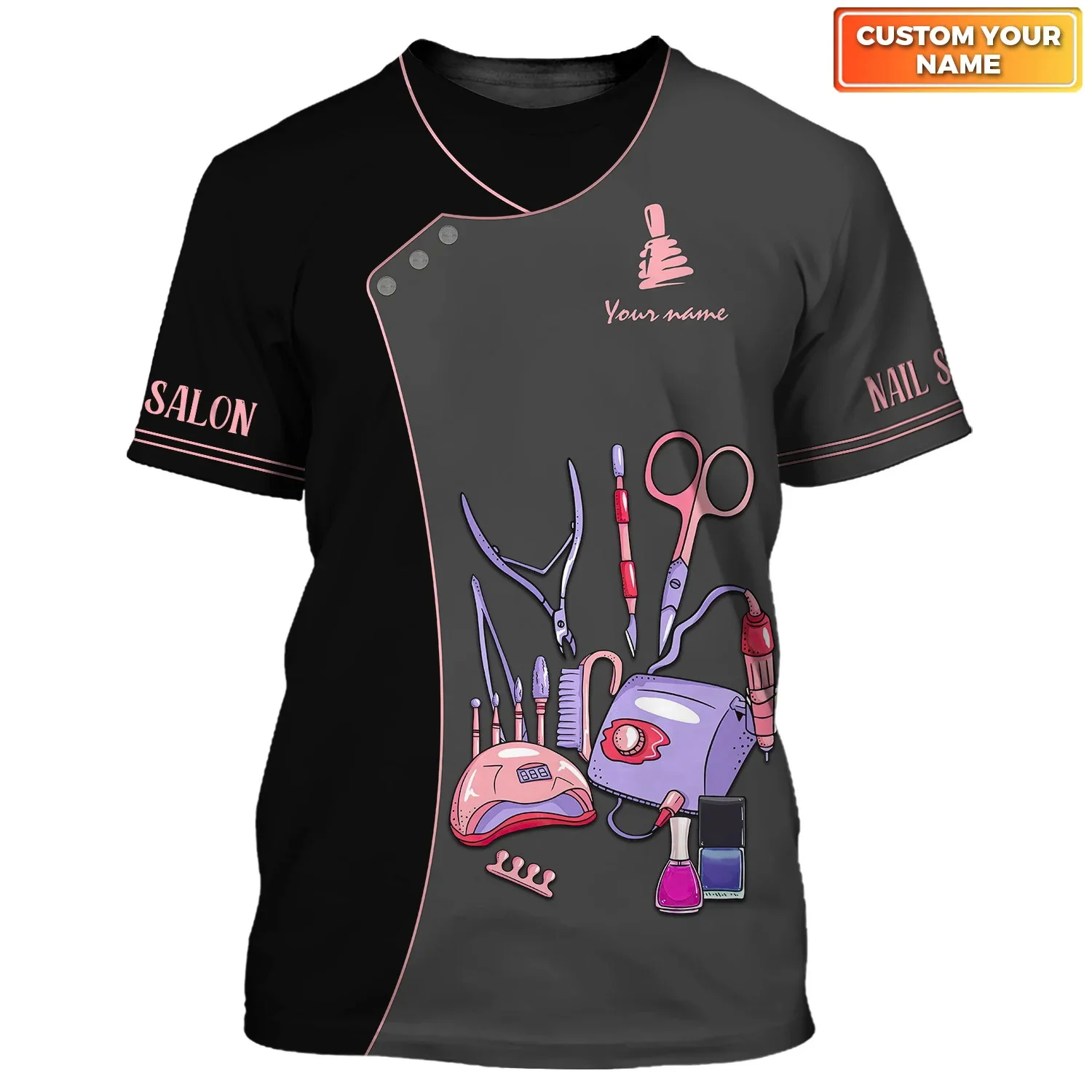 Nail Artist Personalisiertes T-Shirt Manikürist Geschenk Nagelmuster 3D-gedrucktes Sommer-Unisex-Freizeit-T-Shirt [Nicht Arbeitskleidung] DW165 – Detail 24