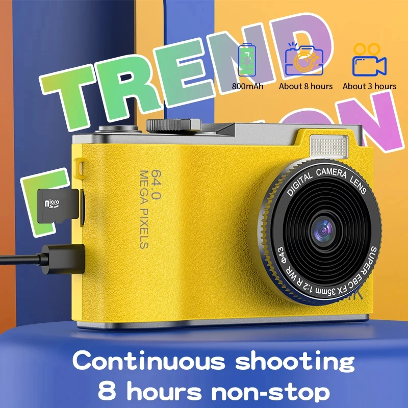 Digital Camera 4K HD Kid 48MP Autofocus Vlogging 2.4 inch Retro Fashion Portable Video Camcorder for Beginners