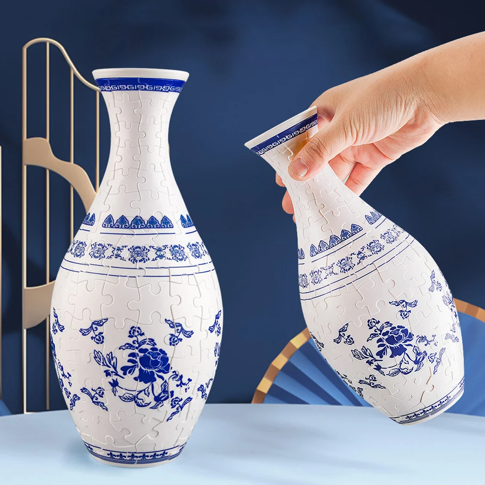 Porcelain Design Plastic Vase 3D Puzzle Vases 160 Pieces Puzzles Vase DIY Unique Flower Vase for Adults Housewarning Gifts 4