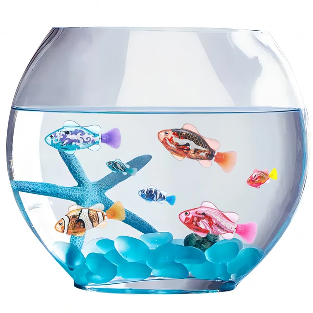 Juguetes interactivos de peces robot para gatos/perros (6 unidades),  natación activada en el agua con luz LED, juguete de pez de plástico para  baño