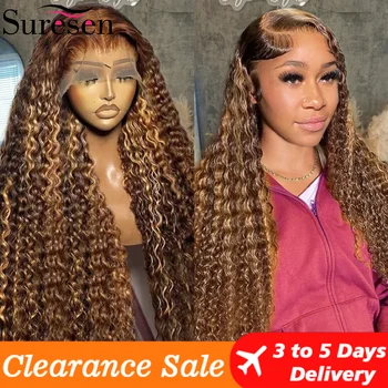 Parrucche ricce afro in capelli umani, parrucca frontale in pizzo HD 13x6, biondo miele, parrucche frontali in pizzo 13x4 per donna