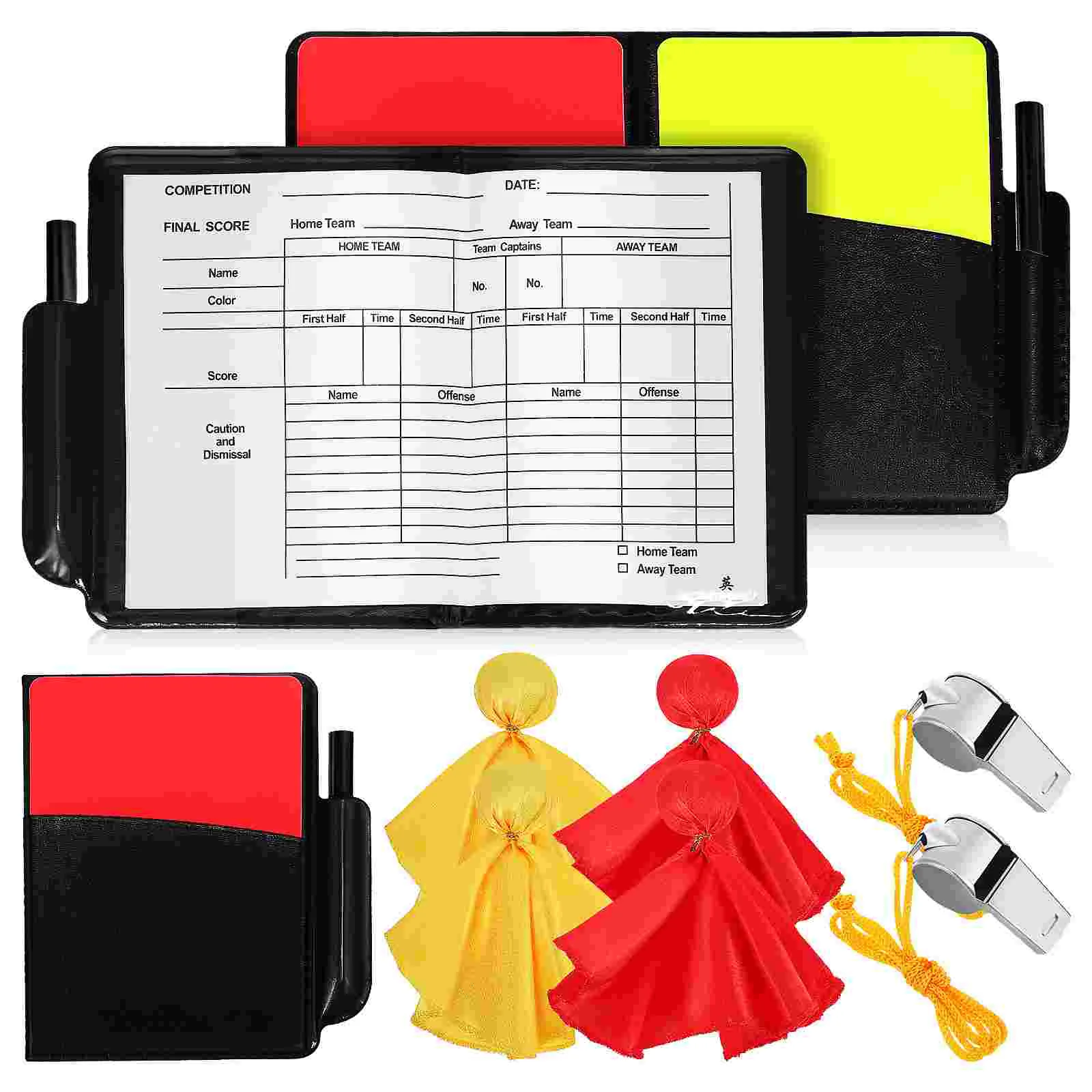 Referee Props Sports Judge Cards Soccer Kit Banner Whistle Necklace Professional Pvc Yellow Red