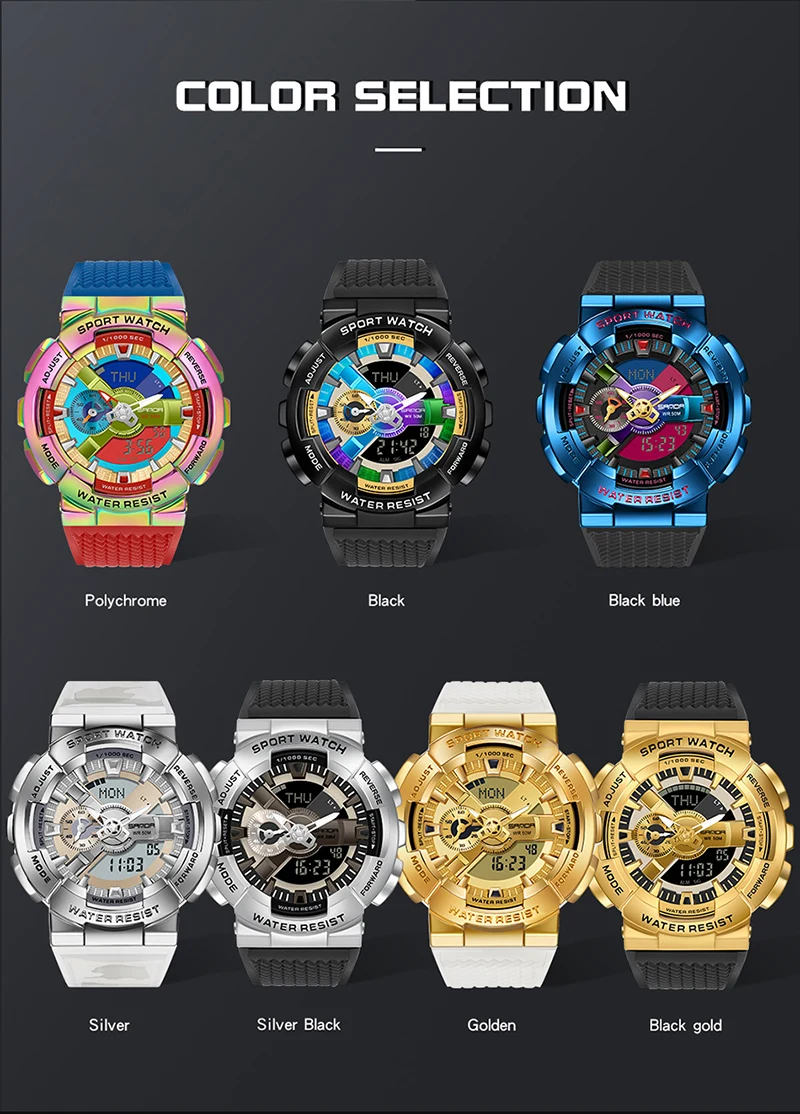 Sanda Men Digital Watch G Style Sports Waterproof Shock Military Premium Watches Magic Color Cool Luxury Wristwatch Relojes 9004