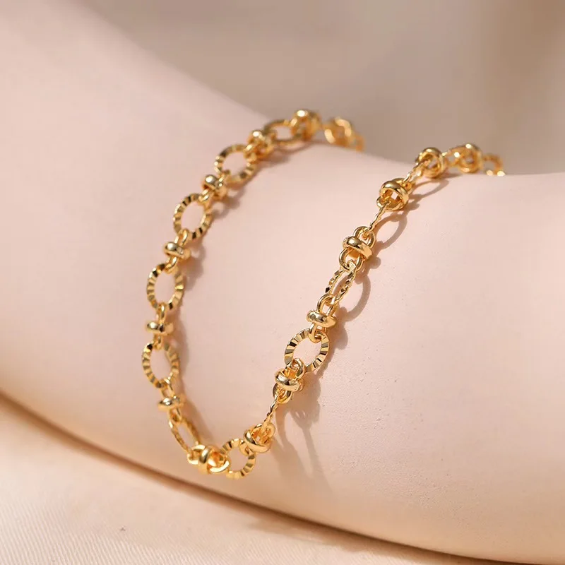 New charms 18k Gold Filled exquisite Chain Bracelets for Women fashion Wedding Party Gifts Street Versatile jewelry 18+4cm - 2