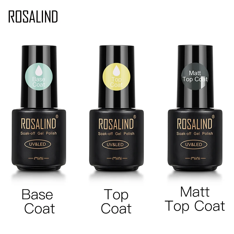 Nail Top Coat ROSALIND No Wipe Base Top Coat Glass Bottle Nail Gel Polish