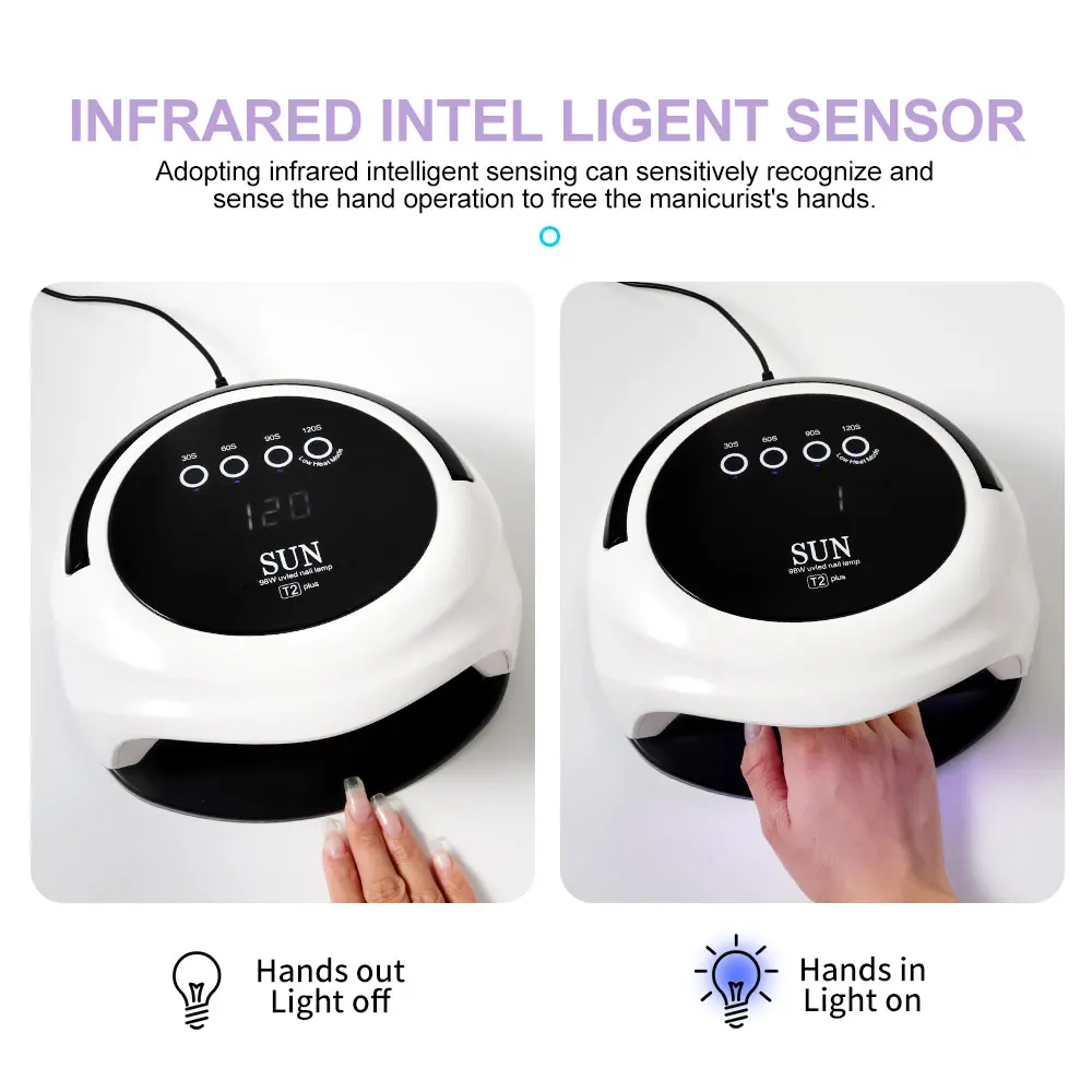42개 LED 전문가용 UV 네일 램프, 4가지 타이머 설정 LCD 디스플레이 화면, 자동 센서 내장, 네일 젤 폴리쉬 네일 건조기 도구