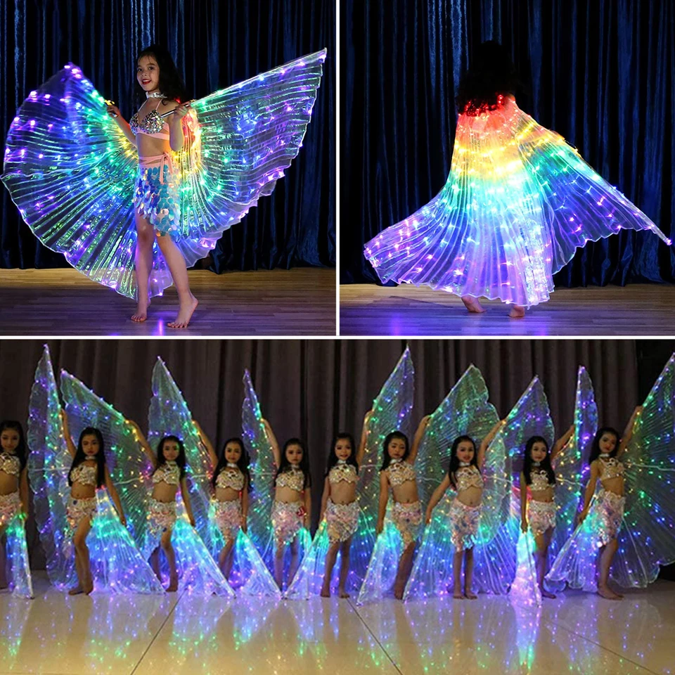 Ali LED Luminose Per Danza Del Ventre – Isis Wings Con Bastoncini, 240 LED Colorati Per Halloween E Spettacoli