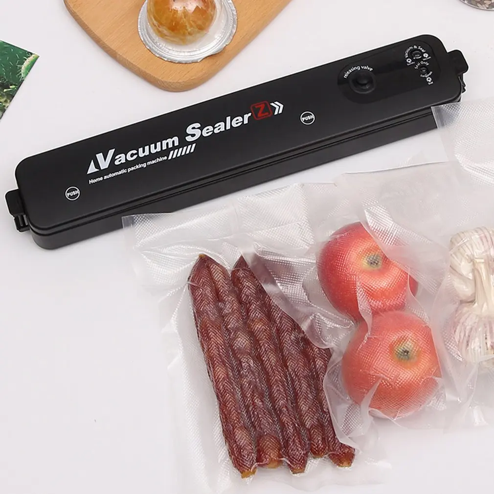 

220V/110V Vacuum Sealer Packaging Machine with Free 10pcs Vacuum bags 17x25cm Household Black Food Vacuum Sealer