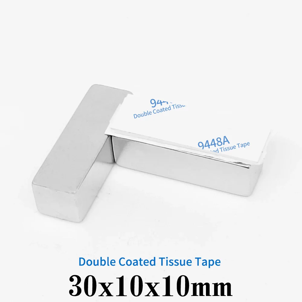 1/2/5/10/15/20 Pz 30X10X10Mm Blocco Magnete Al Neodimio Terre Rare Con 3M Autoadesivo 30X10X10 Magnete Permanente Forte 30*10*10