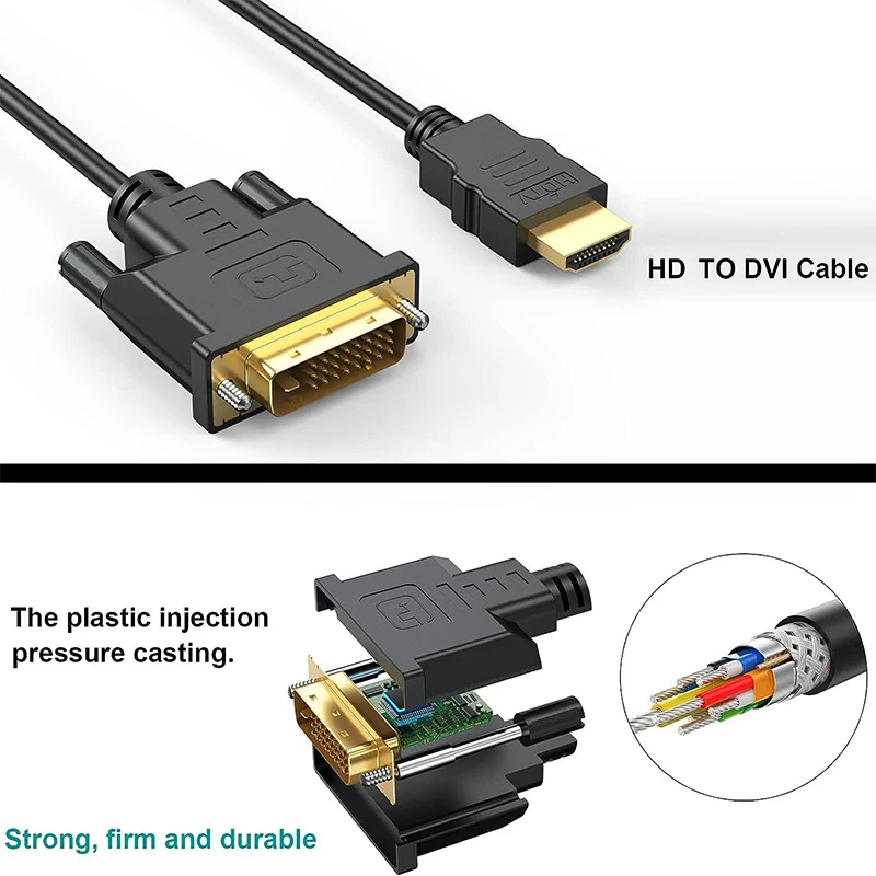 HDMI-compatible to DVI Cable Male 24+1 DVI-D Male Adapter 1080P Converter For PC HDTV DVD Xbox PS4/3 Laptop Monitor Projector hdmi to dvi converter hdmi compatible converter hdmi to dvi cable