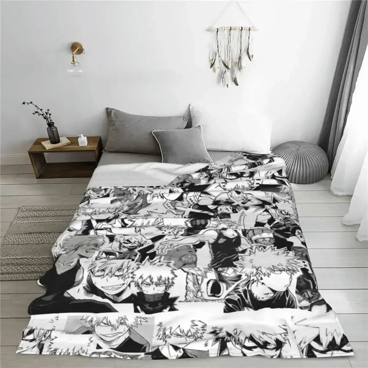 Katsuki Bakugo Fuzzy Blanket My Hero Academia Boku No Hero Academia Customized Throw Blankets for Home Quilt Bedspread 2