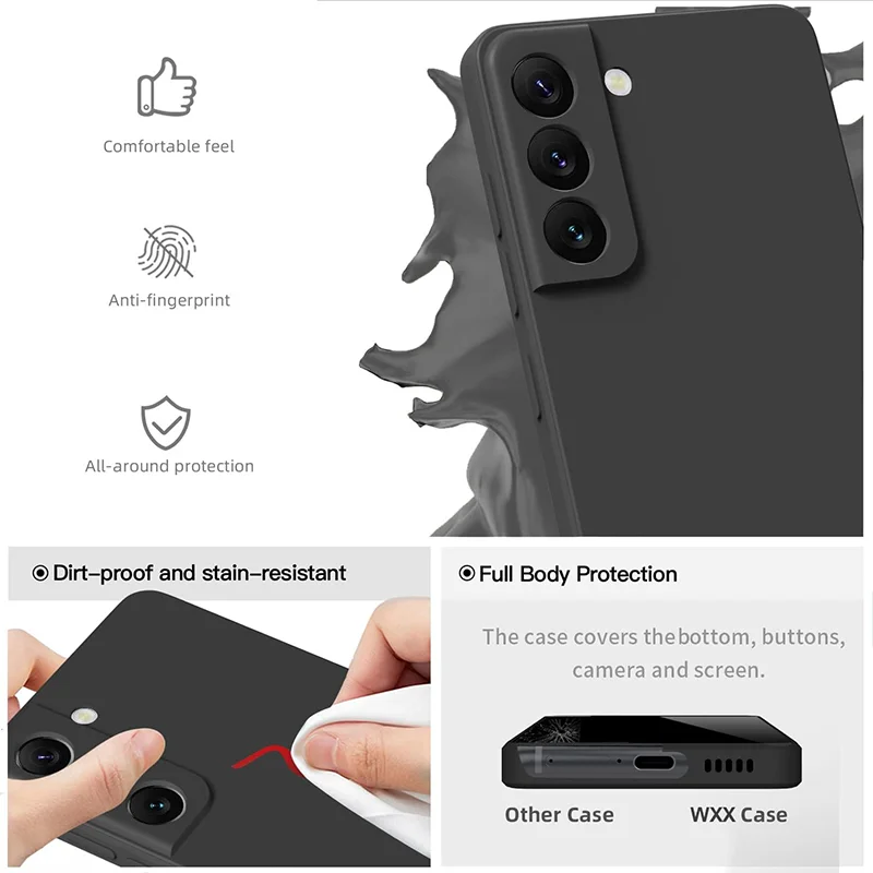 Premium Liquid Silicone Phone Case - Black TPU Protection Cover