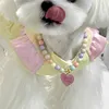 Heart Pendant Pet Pearl Collar Colorful Beads Dog Necklace Cat Collar Puppy Accessories Dog Chain Chihuahua Pet Wedding Jewelry 3