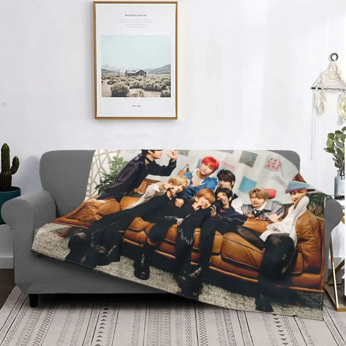 

Kpop Star Stray Kids Singer Idol Blankets Fleece Spring Autumn Multifunction Warm Throw Blanket for Bedding Car Bedding Throws