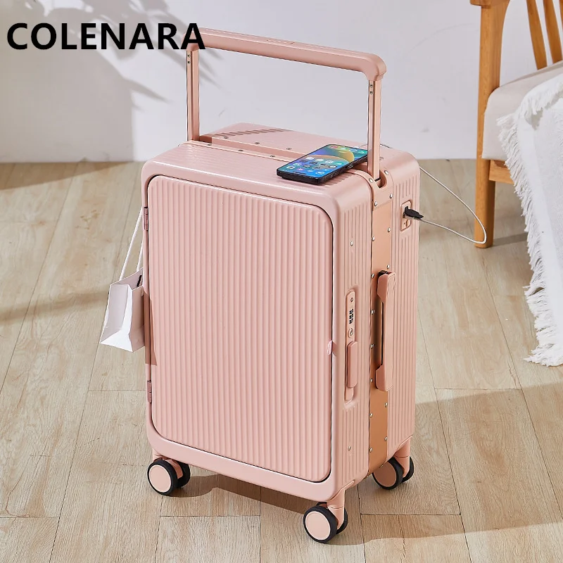 COLENARA PC 수하물 알루미늄 프레임 트롤리 케이스, 20 인치, 25 인치 탑승 상자, 바퀴 달린 비즈니스 여행 가방 기계, 롤링 여행 가방 