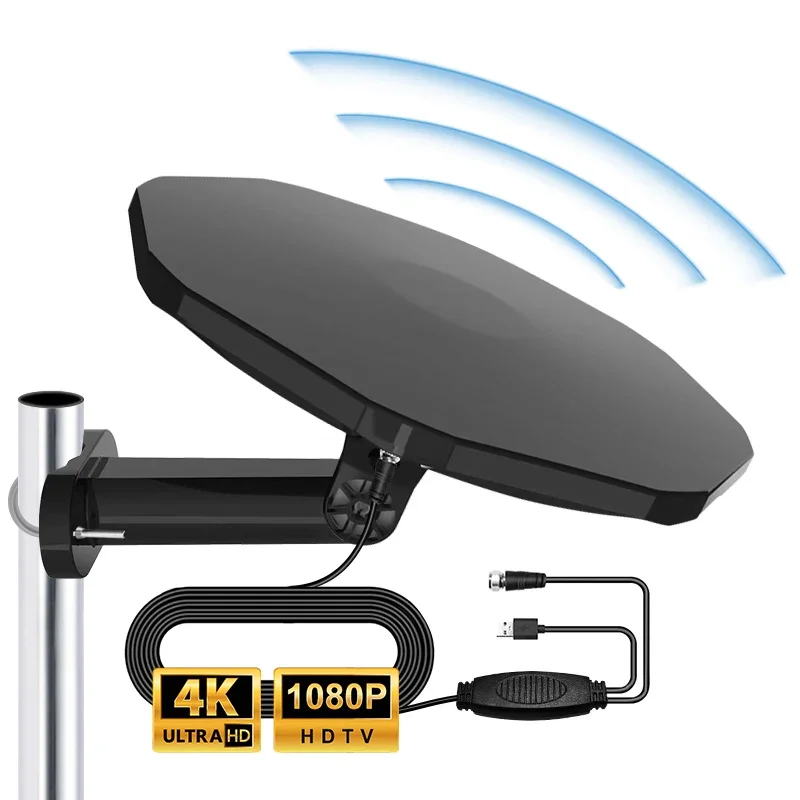 Antena TV HDTV Interior TVFox De 50 Millas – VHF/UHF/DVB Con Cable De 4m Y Montaje Flexible