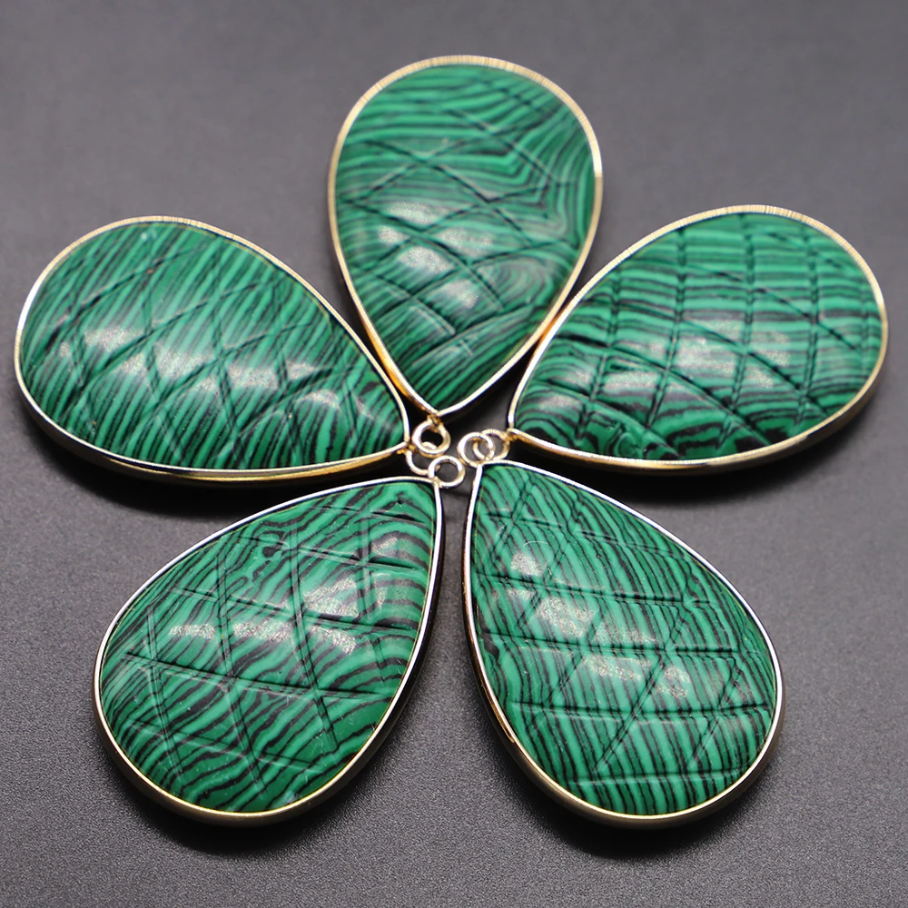 Charm Natural Tiger's Eye Stone Cut Bread Edge Pendants Water Drop Jewelry Handmade Earrings Necklace Accessories Wholesale 6Pcs