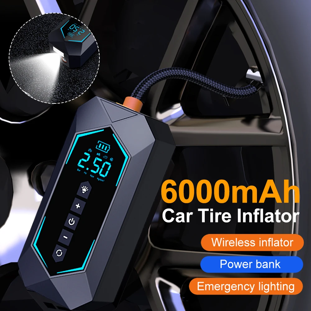 

Universal Car Tire Inflator Portable Car Air Pump Power Bank Digital Tire Inflator With Led Light For Car Motorcycle Bike Ball