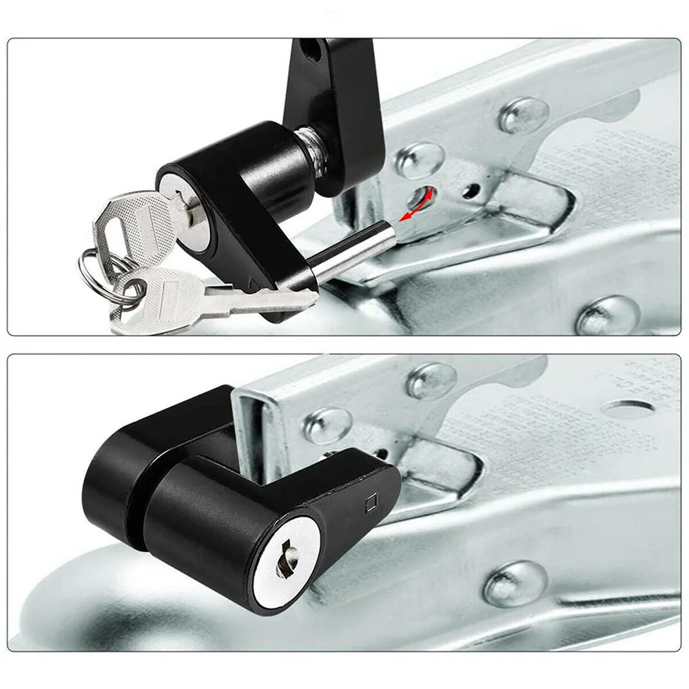 Trailer Hitch Coupler Lock 1/4" Zinc Alloy Small Trailer Lockstitch Anti-Theft Hitch Connector Tongue Locks