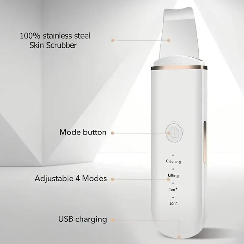 Ultrasonic Skin Scrubber Scrubber Deep Vibrate Facial Cleaner Shovel Face Peeling Black Head Remover Facial Massager