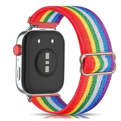Nylon Trail Loop Strap - Sporty Woven Elastic Watchband Bracelet Accessory for Huawei Fit (Rainbow)