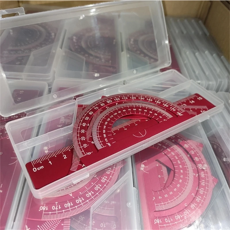 A3PC 경량 알루미늄 기하학 도구 세트 4Pcs 학생 눈금자 안전 둥근 모서리