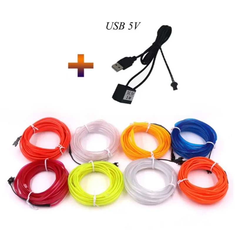 1M/3M/5M Flexibles Neonlicht-Kabel für Kleiderdekoration, EL Leuchtendes Kabel für Party-DIY, Atmosphärisches Licht, Wasserdichter LED-Streifen – Detail 8