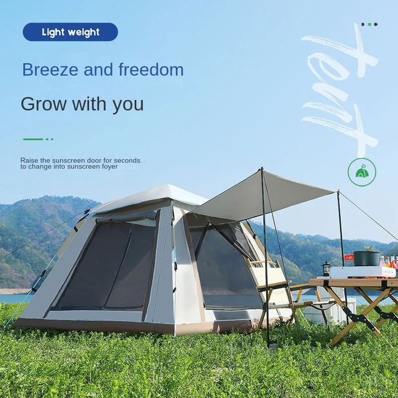 Tent Canopy Camping For 3-4 People Foldable Portable Fully Automatic Quick Opening Sunshade Rainproof Park Camping Outdoor Tent