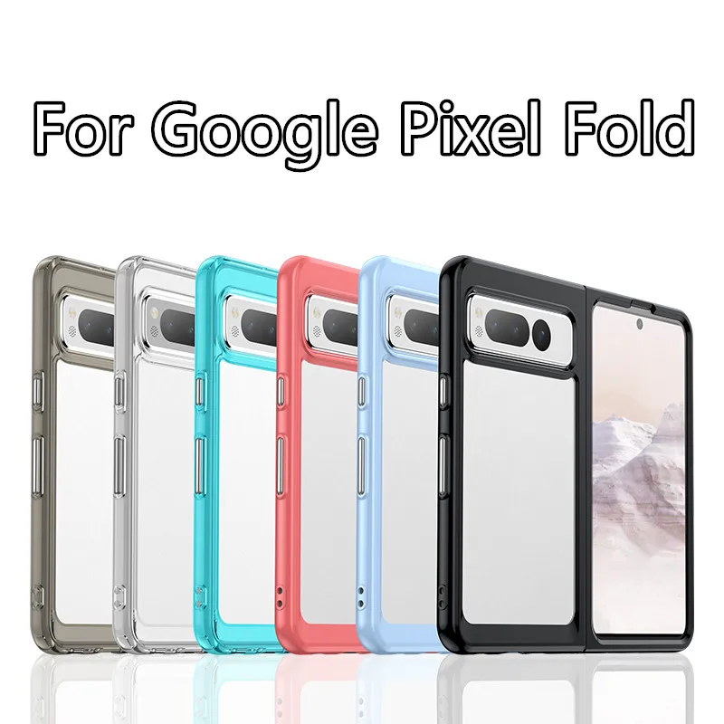Per Google Pixel Fold Case Pixel Fold Cover Paraurti Antiurto Trasparente In Silicone Colorato Con Bordo Morbido Per Google Pixel Fold Case