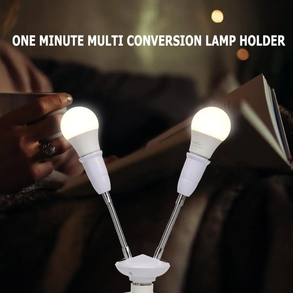 Household White E27 Lamp Bases Rotary Durable LED Light Bulbs Socket Holder Adapter Converter Adjustable Easy To Use