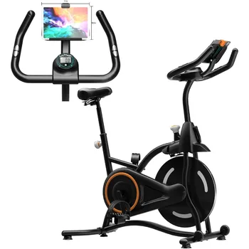 Exercise Bike Stationary Bikes for Home, Adjustable Resistance & Comfortable Seat Workout Bike, Quiet Indoor Cycling Bike with D 1