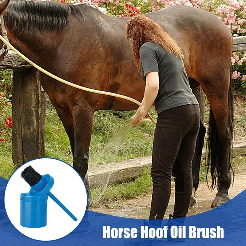 Hoof Brush With Bucket Bristles Uniform Hoof Oil Bucket Brush Horse Hoof Oil Portable Container For Zoos Horse Training 3