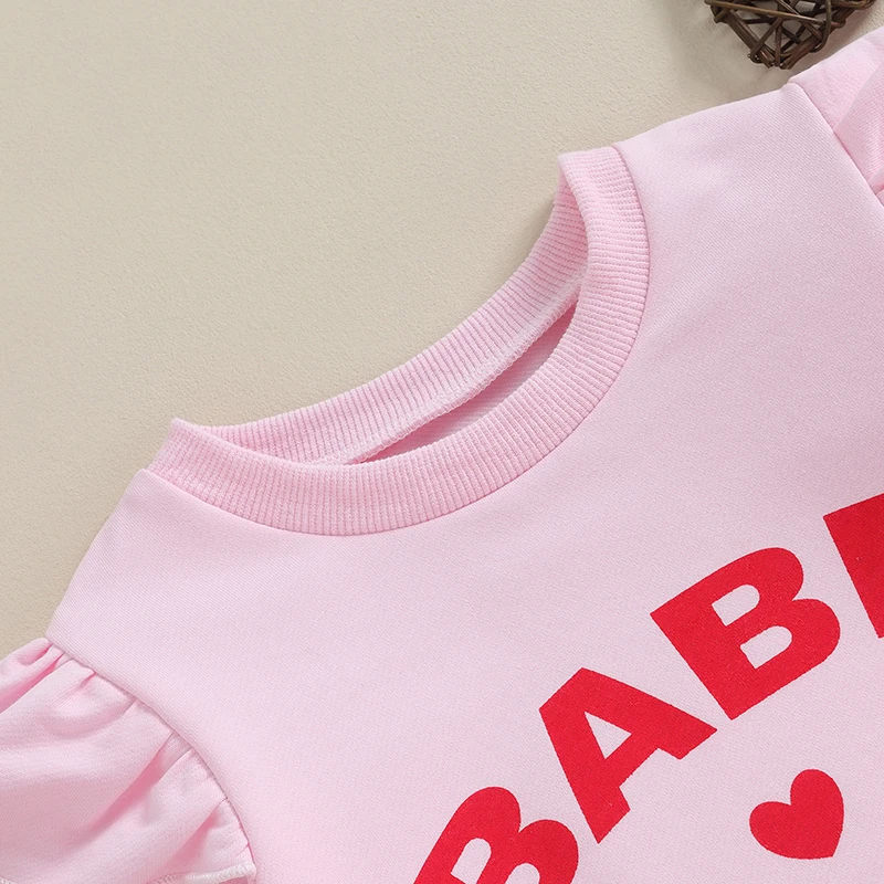 

Newborn Baby Girl Valentine’s Day Outfit Long Sleeve Babe Heart Crew Neck Sweatshirt Romper Spring Clothes