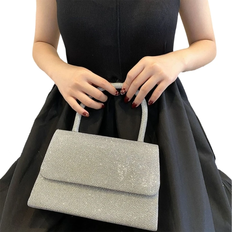 

Elegant Evening Bag with Detachable Chain Shoulder Bag for Wedding Party Date E74B