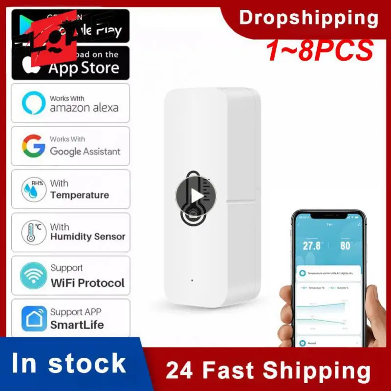 

1~8PCS Tuya Smart Wifi Temperature And Humidity Sensor Indoor Hygrometer Controller Monitoring For Alexa Home