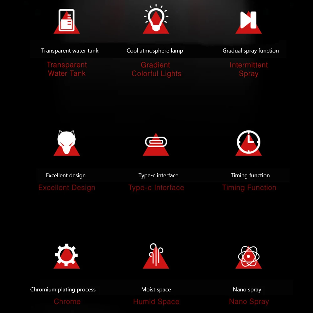 데스크탑 워 울프 공기 가습기 가정용 에센셜 오일 디퓨저 대용량 LED 조명 USB 충전식 가정용 침실용