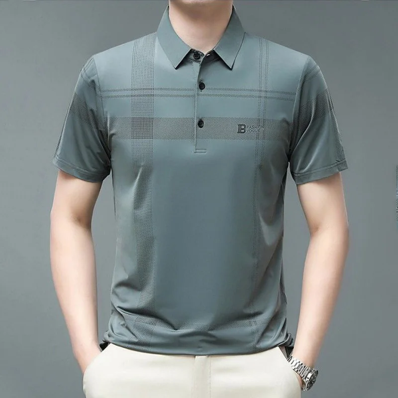 

Streetwear Fashion Men Striped Polo Shirts Summer Male Clothes Basic Business Social Casual Short Sleeve Versatile Loose Tops